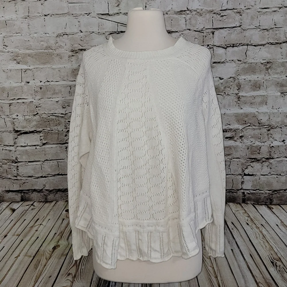 Anthropologie Angel Of The North Nulia Circle Poncho Size XS/S Cream - Picture 2 of 11